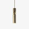 Fulcrum sculptural pendant light with gold chrome or black cylinder shades