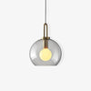 Pendulum glass pendant lamp with copper-plated metal and smoke gray glass shade