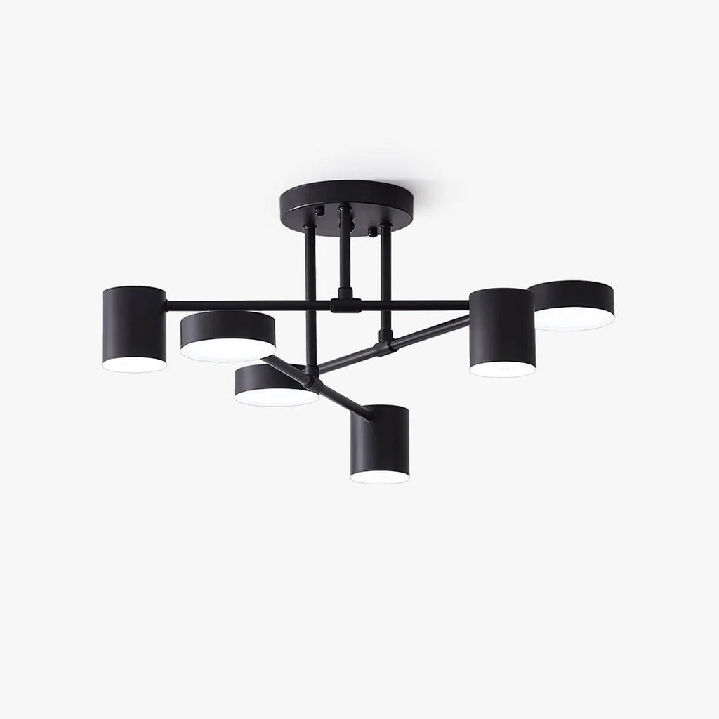 Six-arm sputnik flush mount ceiling light with white shades
