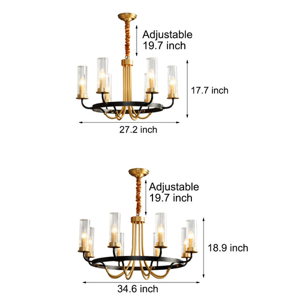 6 8 Light Candlelight Wagon Wheel Chandelier With Glass Shades