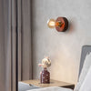Round Square Vintage Walnut Wood Wall Lamp 1 Light With Pull Chain Switch