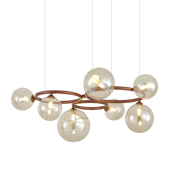 5 7 9 Light Glass Ball Circular Contemporary Chandelier With 3 Step Dimming