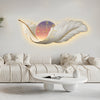 2 In 1 Wall Feather Painting Hanging Decor Led Wall Lamp Wall Clock