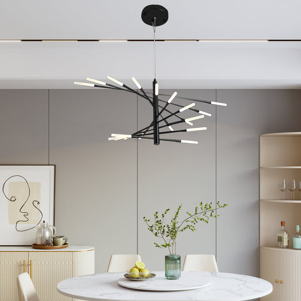 Modern Chandelier Rotating Fireworks Black Gold