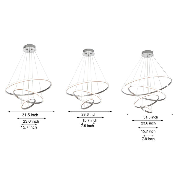 Contemporary Hanging 3 4 Light Tiered Ring Chandelier Chrome