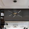 Modern Stepless Dimming Long Strip Sputnik Led Chandelier Gold Black Gold