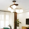 5 Light Glass Ball Spiral Metallic Semi Flush Mount Ceiling Light