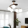 5 Light Glass Ball Spiral Metallic Semi Flush Mount Ceiling Light