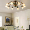 Pastoral Creative Flowers 3 Step Dimming American Style Ceiling Light Fixture