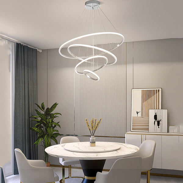 Contemporary Hanging 3 4 Light Tiered Ring Chandelier Chrome