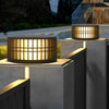 Round Led Black Modern Solar Fence Post Lights Ha077197