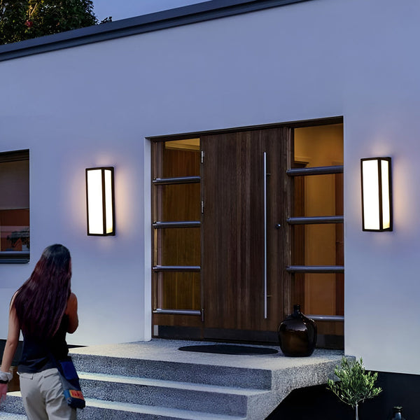 Rectangle Led Waterproof Motion Sensor Black Modern Wall Sconce