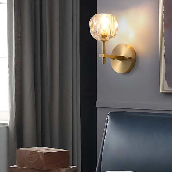 Ball Shaped Led Crystal Gold Postmodern Wall Lamp