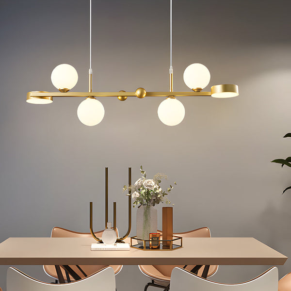 6 8 Light 3Step Dimming Glass Ball Led Long Dining Room Chandelier