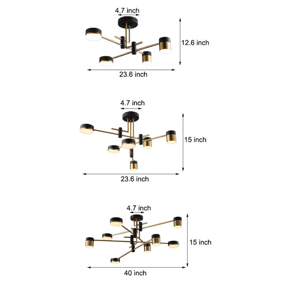 Modern 4 6 8 Light Led Dimmable Sputnik Chandelier