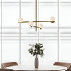 Modern Linear Glass Ball Pendant Light With 3 4 6 Light Black Gold
