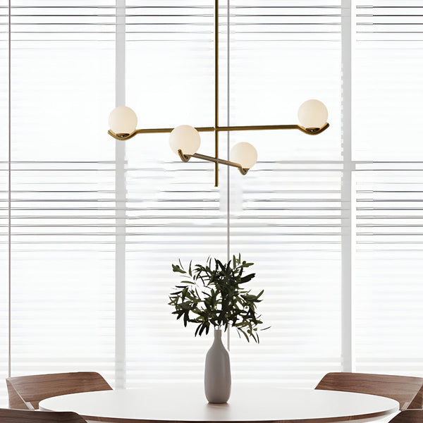 Modern Linear Glass Ball Pendant Light With 3 4 6 Light Black Gold