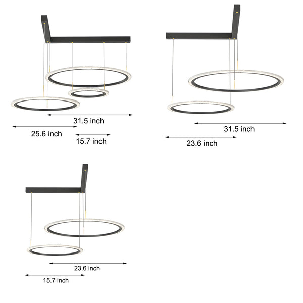2 3 Circles Rings Three Step Dimming Minimalist Modern Ceiling Light Fixture