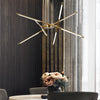 Modern Stepless Dimming Long Strip Sputnik Led Chandelier Gold Black Gold