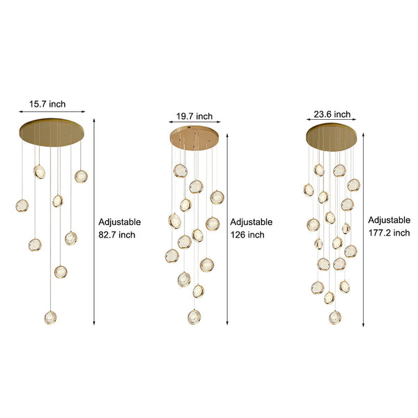 Global Crystal Cluster Adjustable Luxury Staircase Modern Long Chandelier