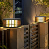 Round Led Black Modern Solar Fence Post Lights Ha077197
