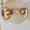 Modern 6 Light Gold Black Semi Flush Mount Chandelier With Glass Shade