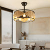 20 In Hemp Rope Woven Caged Ceiling Fan With Light And Remote 6 Speed