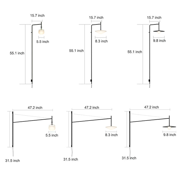 Minimalist Metal Long Pole Arm Tempo Led Wall Sconce