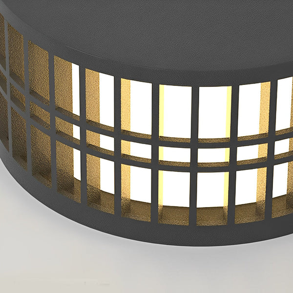 Round Led Black Modern Solar Fence Post Lights Ha077197