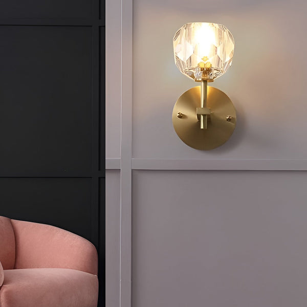 Ball Shaped Led Crystal Gold Postmodern Wall Lamp