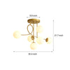 Modern 6 Light Gold Black Semi Flush Mount Chandelier With Glass Shade