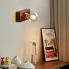 Round Square Vintage Walnut Wood Wall Lamp 1 Light With Pull Chain Switch