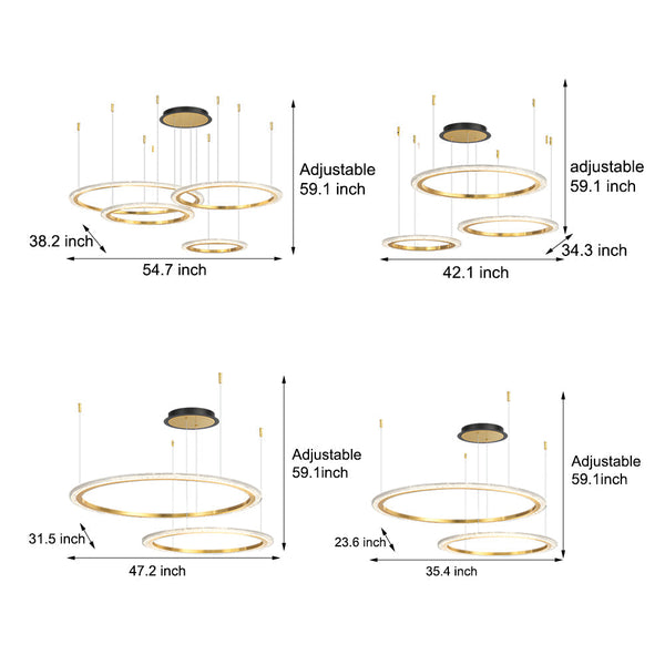 Simple Circular Rings Luxury Three Step Dimming Nordic Ceiling Light Fixture