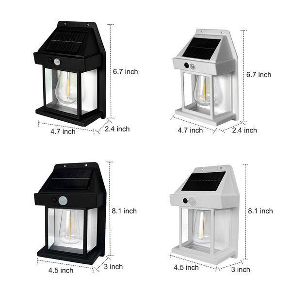 Tungsten Bulb Solar Wall Lanterns Dusk To Dawn Motion Senor Lighting