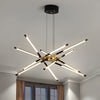 Modern Stepless Dimming Long Strip Sputnik Led Chandelier Gold Black Gold