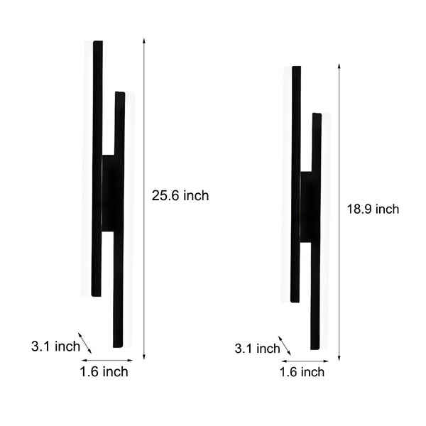 Modern 2 Light Linear Led Wall Lamp With 3 Step Dimming Black Gold Wall Sconce