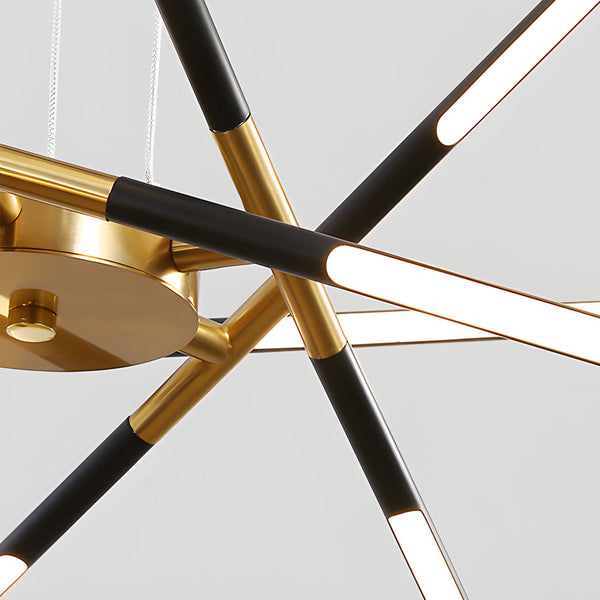 Modern Stepless Dimming Long Strip Sputnik Led Chandelier Gold Black Gold