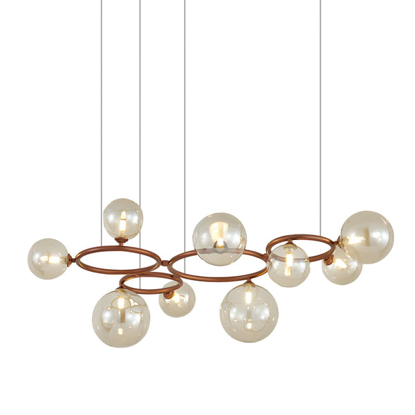 5 7 9 Light Glass Ball Circular Contemporary Chandelier With 3 Step Dimming