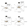 Modern Stepless Dimming Long Strip Sputnik Led Chandelier Gold Black Gold