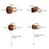 Round Square Vintage Walnut Wood Wall Lamp 1 Light With Pull Chain Switch