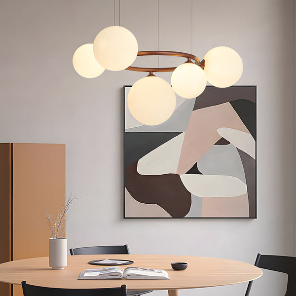 5 7 9 Light Glass Ball Circular Contemporary Chandelier With 3 Step Dimming