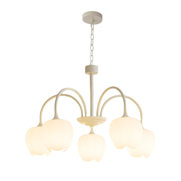 Tulips Flowers Led Milky White Chandelier Li002603
