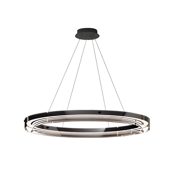 Black Glass Dimmable Led Ring Pendant Chandelier