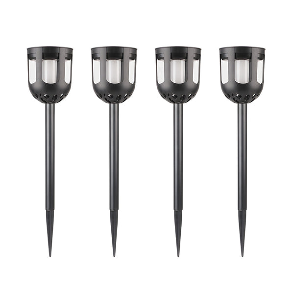 4 Pack Modern Black Solar Led Outdoor Path Light Set