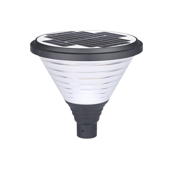 1 Light Round Solar Led Outdoor Lamp Post In Black