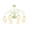 8 Heads Pastoral Bell Orchid Flowers 3 Step Dimming French Style Chandelier