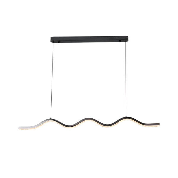 1 Light Black Wave Linear Led Pendant Light