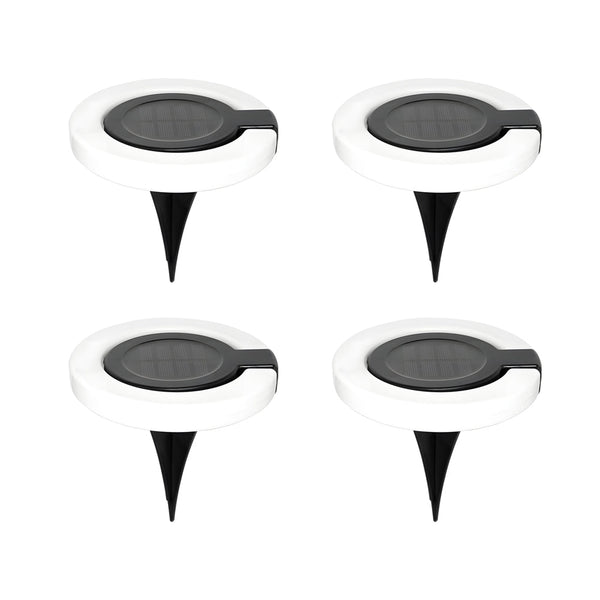 4Pcs Round Foldable Solar Deck Lamp Set Modern Outdoor Disk Lights