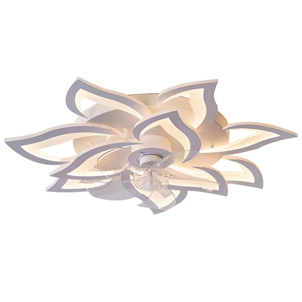 Flower Shaped Three Step Dimming Led Nordic Ceiling Fan Lights