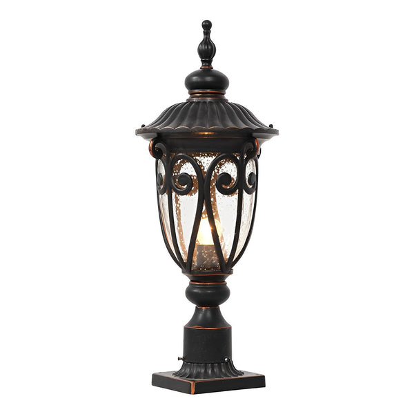 Round Bubble Black Outdoor Pillar Lamp Ha081933
